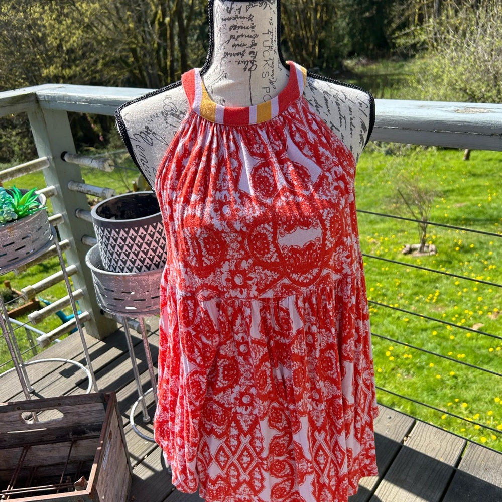 Red and White Halter Top
